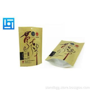 Yellow Zip Lock Pouch With Round Hole / Dried meat Printed